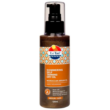 Le Tan Shimmering Self Tanning Dry Oil Moroccan Argan Oil Medium/Dark 125ml